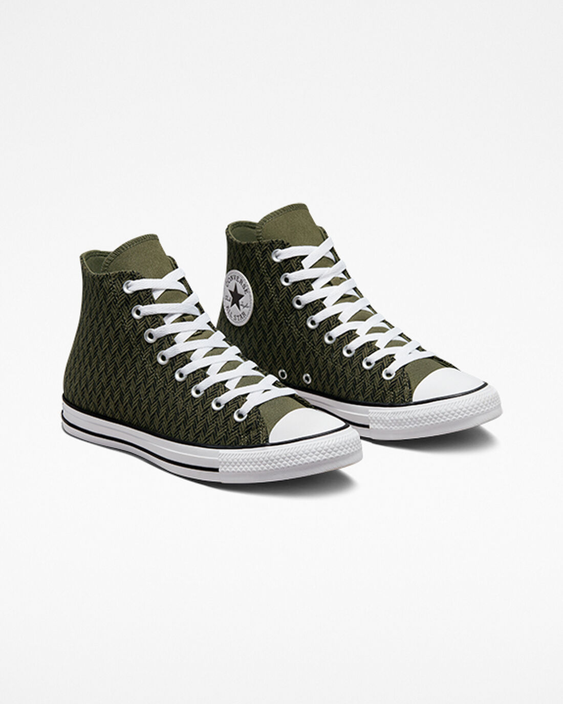 Men's Converse Chuck Taylor All Star Herringbone High Top Sneakers Olive/Black/White | Australia-73064