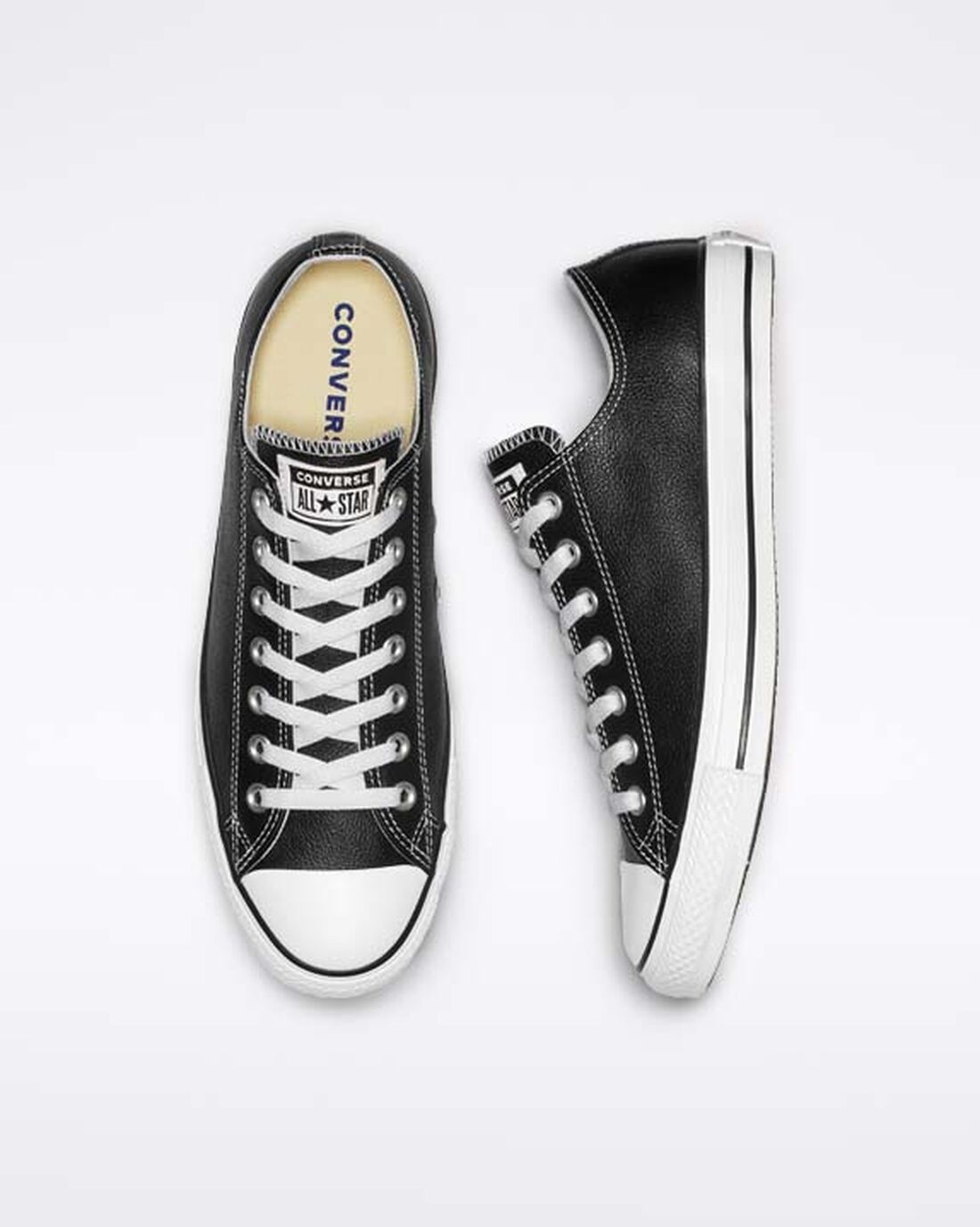 Men's Converse Chuck Taylor All Star Leather Sneakers Black | Australia-06483