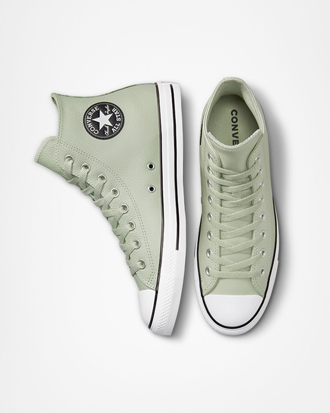 Men's Converse Chuck Taylor All Star Leather High Top Sneakers Olive | Australia-14839