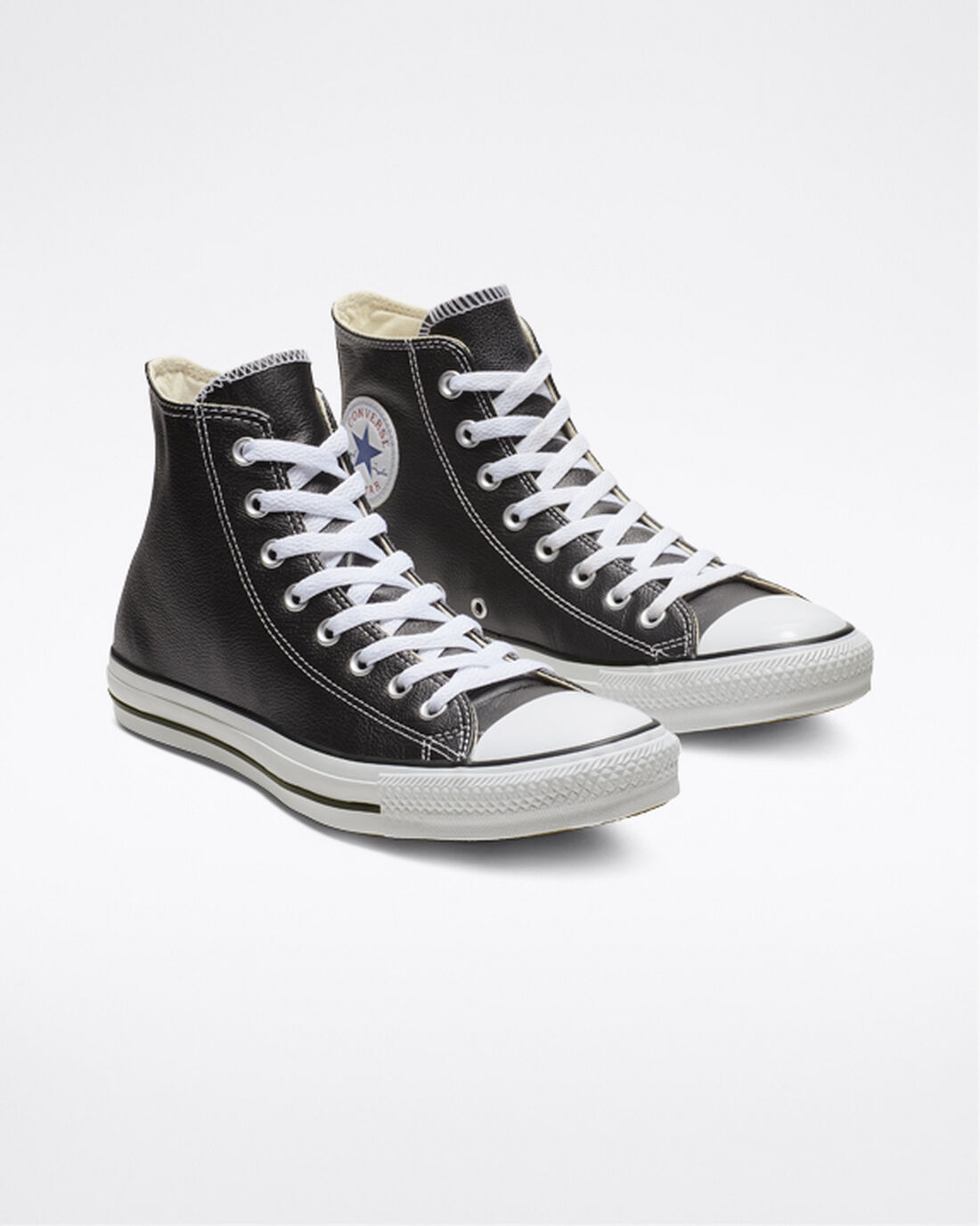 Men's Converse Chuck Taylor All Star Leather High Top Shoes Black | Australia-23597