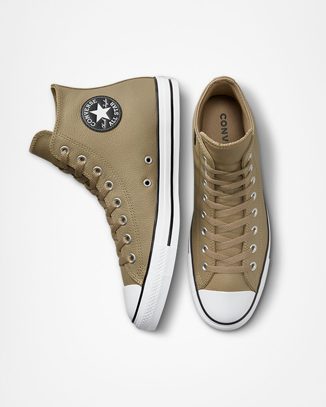 Men's Converse Chuck Taylor All Star Leather High Top Sneakers Khaki | Australia-30914