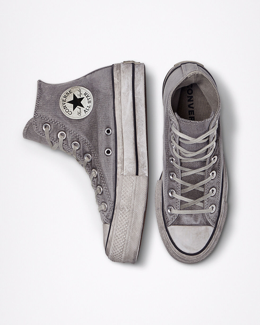 Men's Converse Chuck Taylor All Star Lift High Top Sneakers Grey/White | Australia-36870