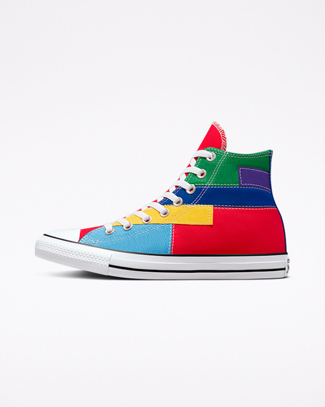 Men's Converse Chuck Taylor All Star Patchwork High Top Sneakers Red/Blue | Australia-64370