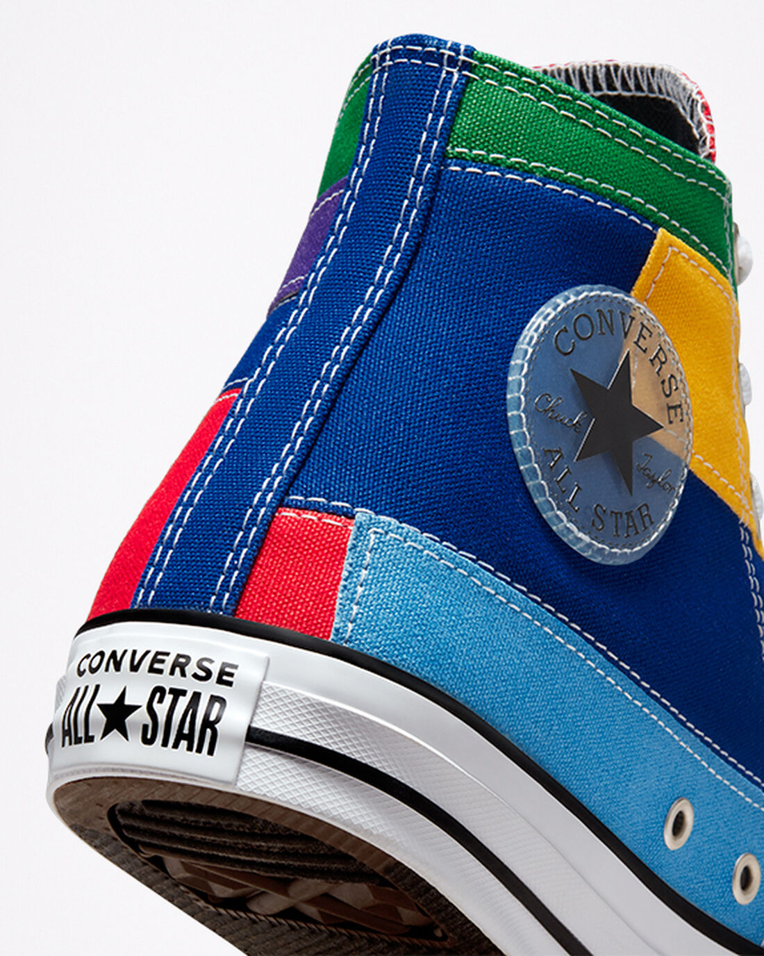 Men's Converse Chuck Taylor All Star Patchwork High Top Sneakers Red/Blue | Australia-64370