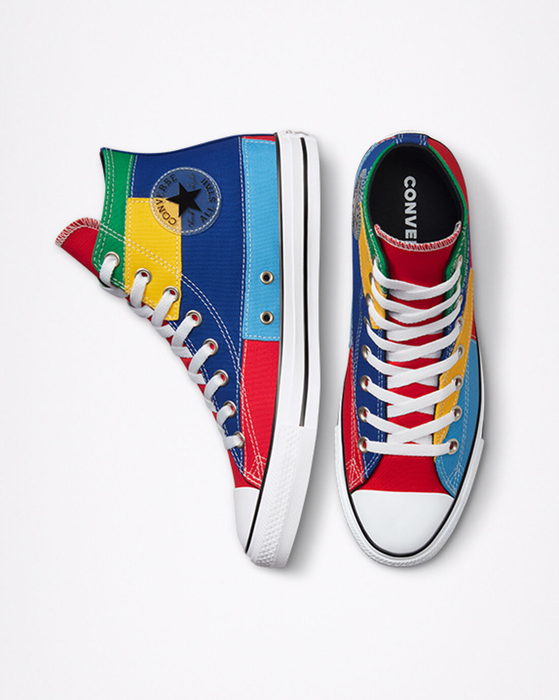 Men's Converse Chuck Taylor All Star Patchwork High Top Sneakers Red/Blue | Australia-64370