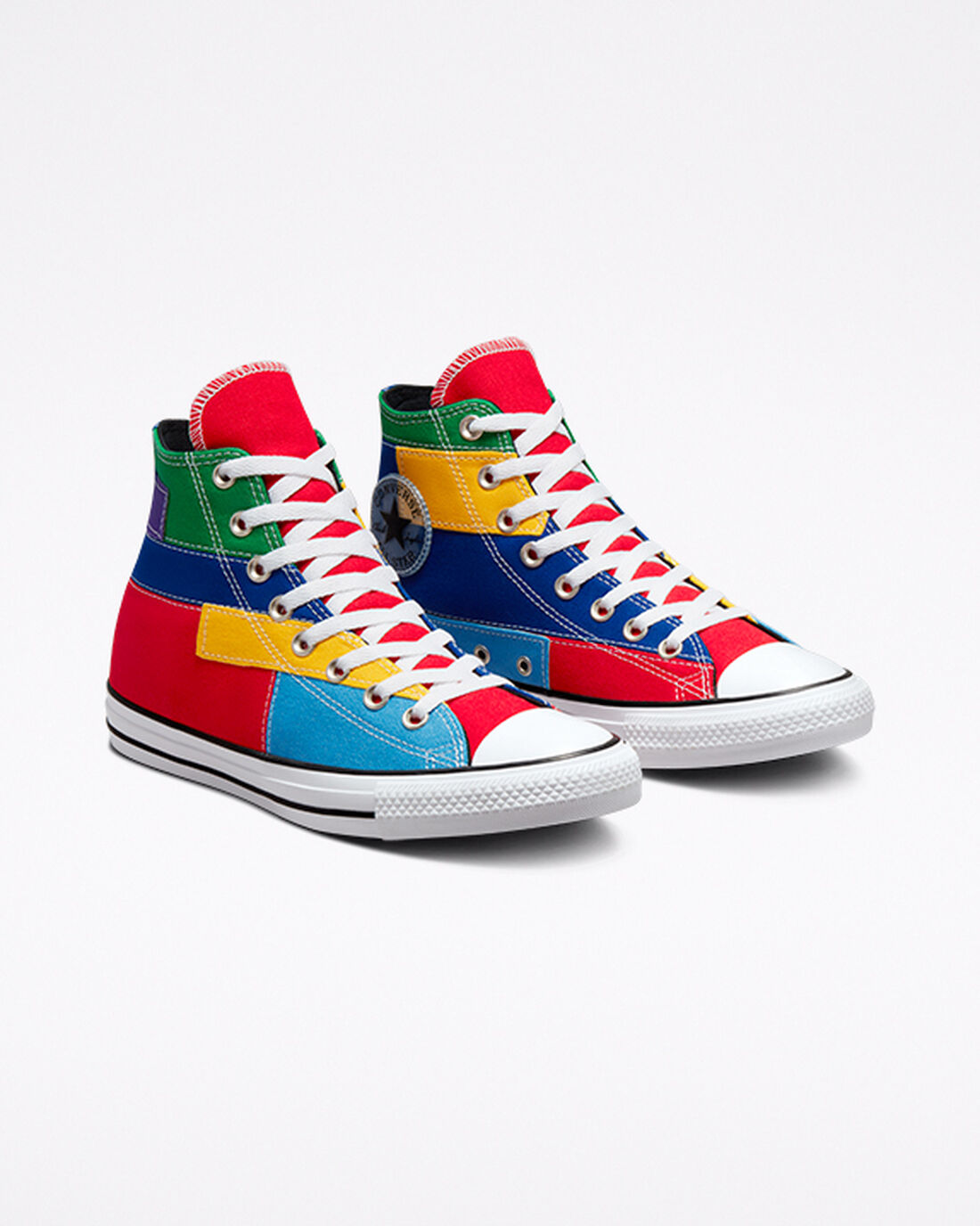 Men's Converse Chuck Taylor All Star Patchwork High Top Sneakers Red/Blue | Australia-64370