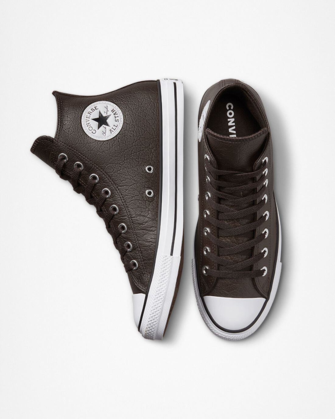 Men's Converse Chuck Taylor All Star Tumbled Leather High Top Sneakers Brown/White/Black | Australia-50432