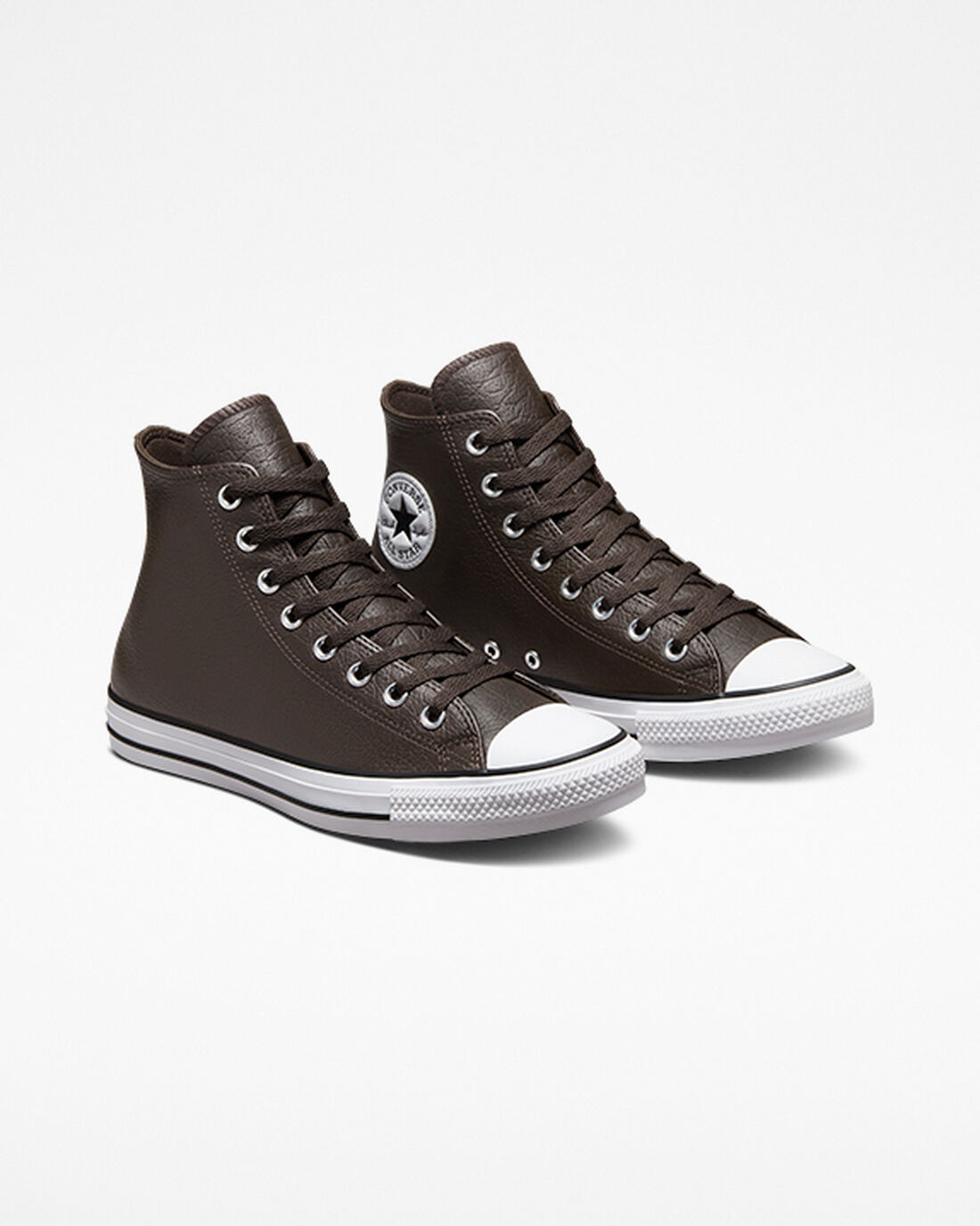 Men's Converse Chuck Taylor All Star Tumbled Leather High Top Sneakers Brown/White/Black | Australia-50432