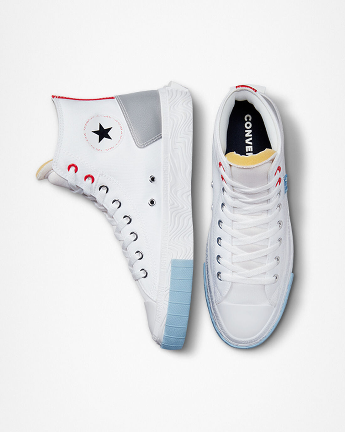 Men's Converse Chuck Taylor Alt Star Reflective Shine High Top Sneakers White/Red/Blue | Australia-16748