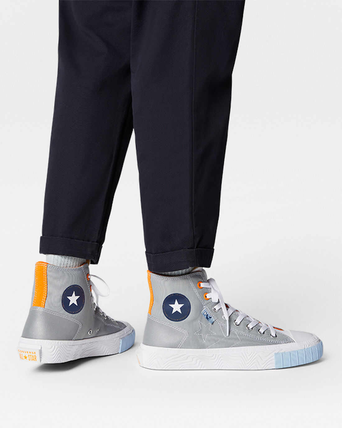 Men's Converse Chuck Taylor Alt Star Reflective Shine High Top Sneakers Grey/White/Orange | Australia-41503