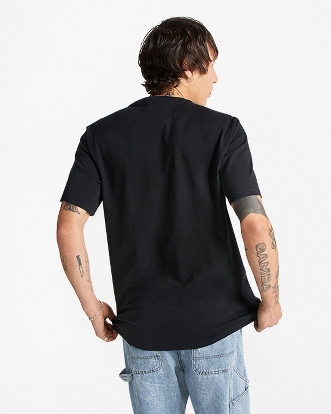 Men's Converse Cloud Fill Logo T-Shirts Black | Australia-50938