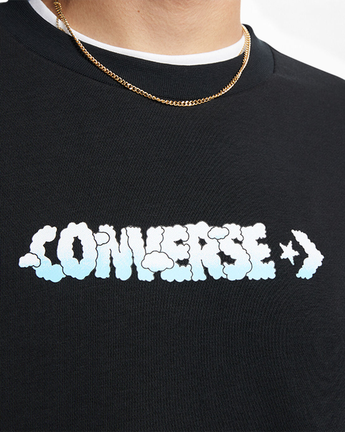 Men's Converse Cloud Graphic Long Sleeve Crew Sweatshirts Black | Australia-86420