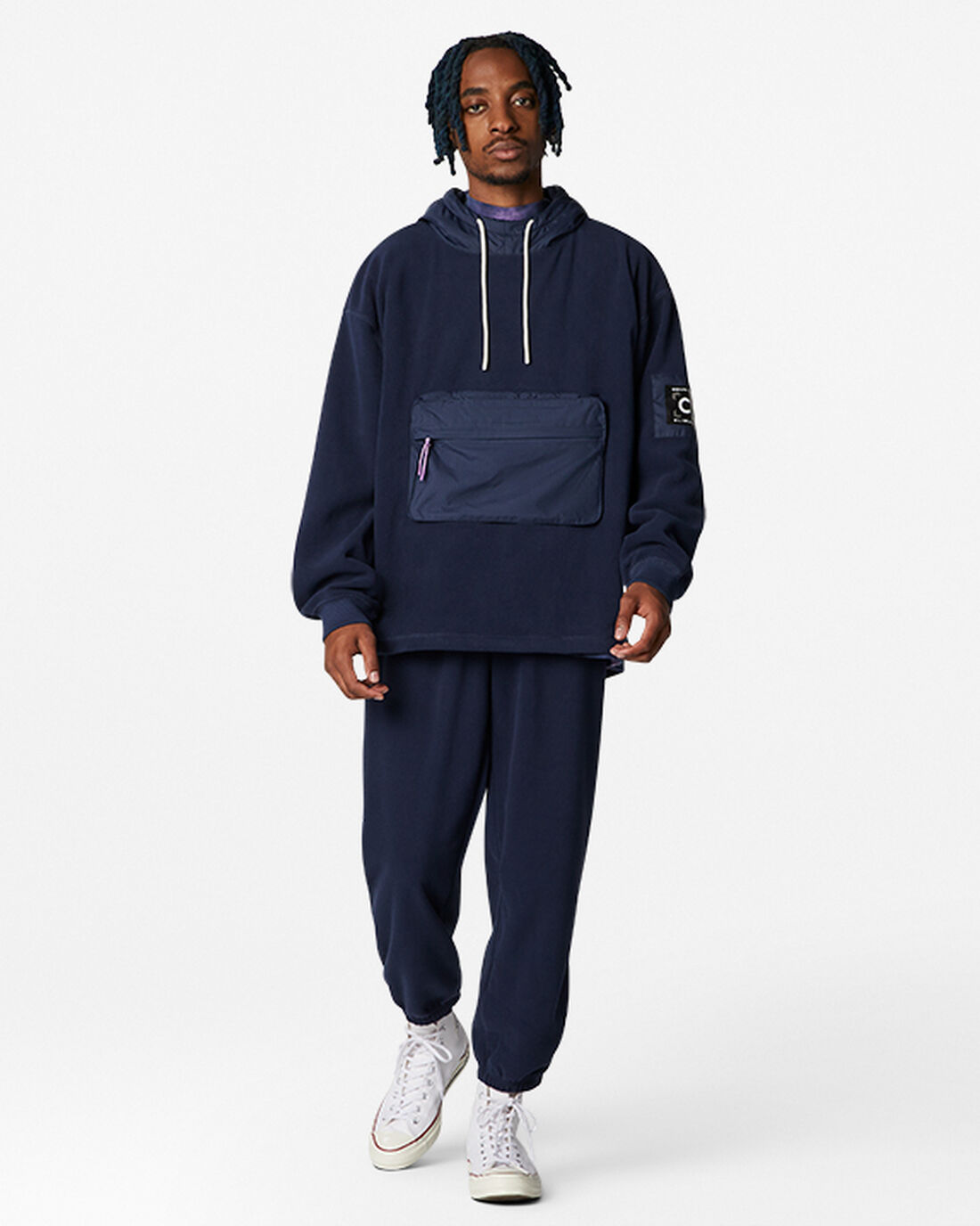 Men's Converse Counter Climate Pullover Hoodies Obsidian | Australia-25064