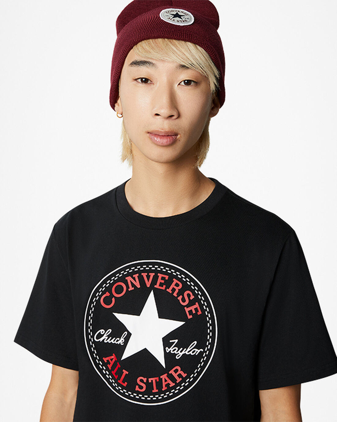 Men's Converse Go-To All Star Patch Standard Fit T-Shirts Black | Australia-28671