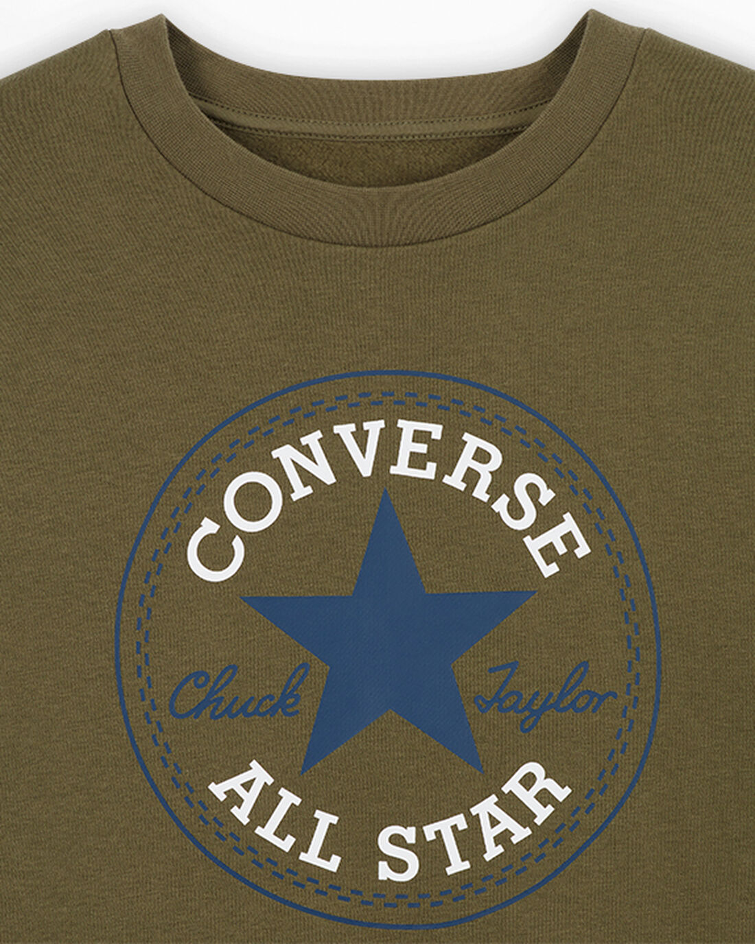 Men's Converse Go-To All Star Patch Standard Fit Fleece Crew Sweatshirts Olive | Australia-72153