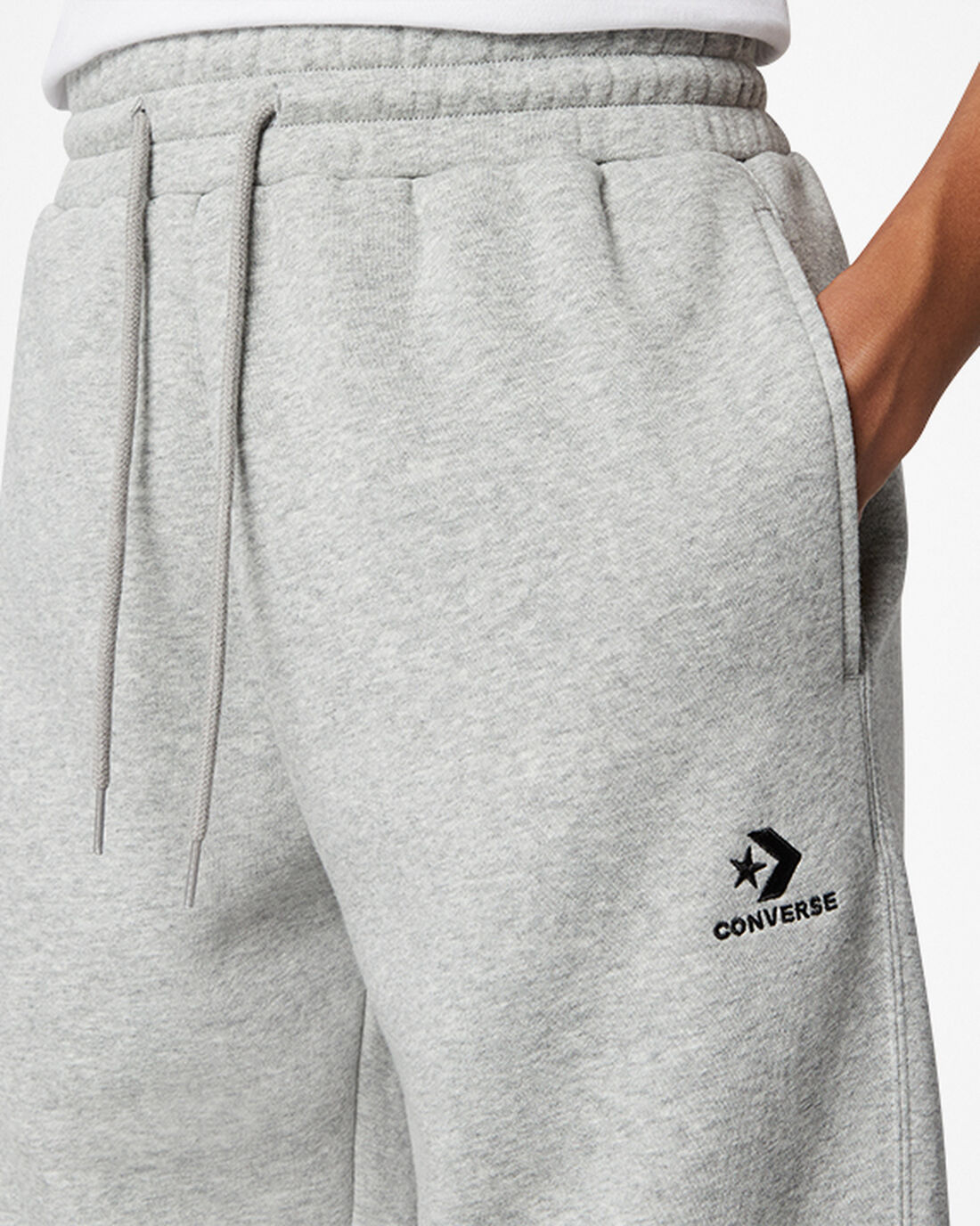 Men's Converse Go-To Embroidered Star Chevron Standard Fit Fleece Joggers Grey | Australia-36508