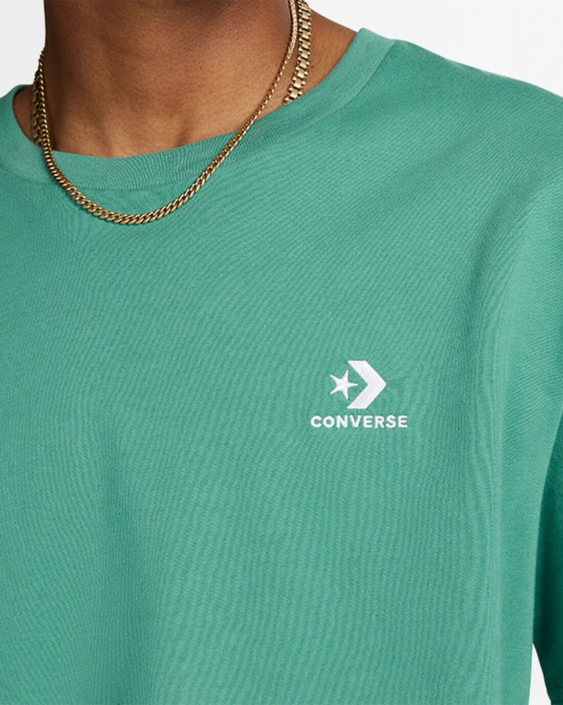 Men's Converse Go-To Embroidered Star Chevron Standard Fit T-Shirts Green | Australia-54261