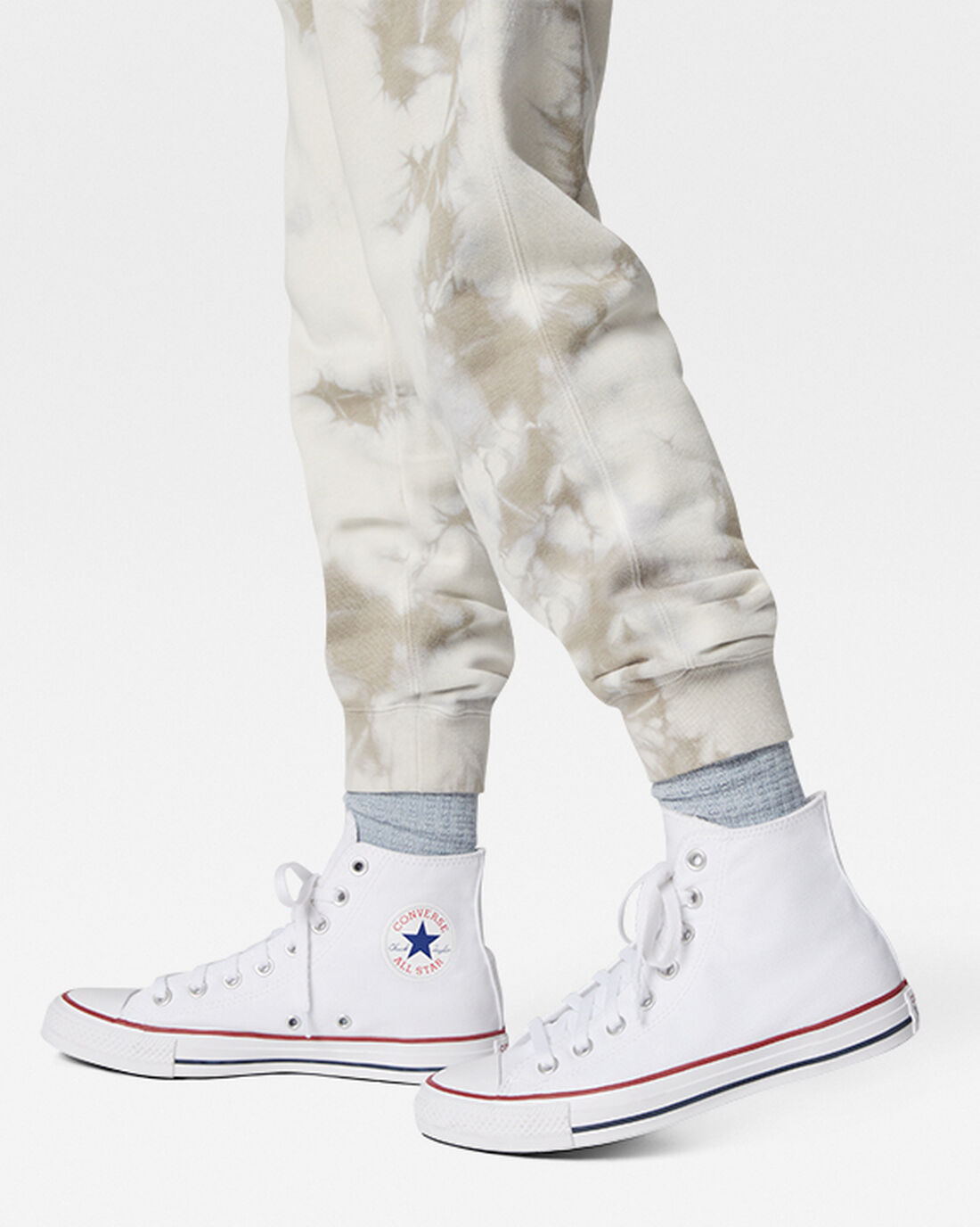 Men's Converse Go-To Star Chevron Washed Standard Fit Joggers White | Australia-26703