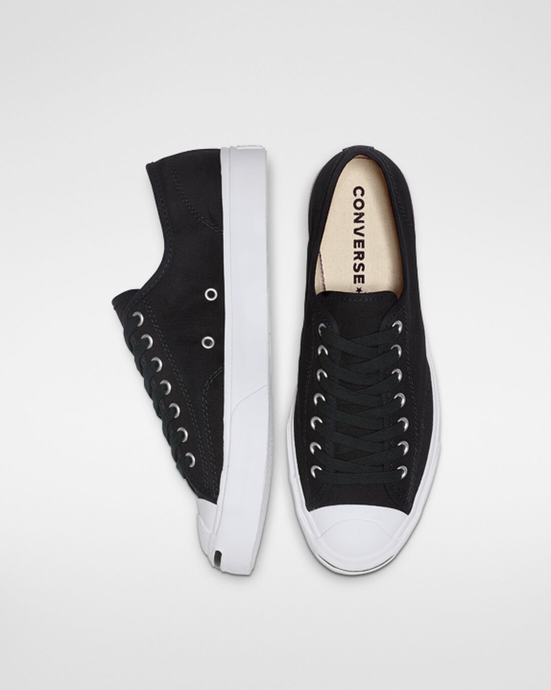 Men's Converse Jack Purcell Canvas Sneakers Black/White/Black | Australia-37410