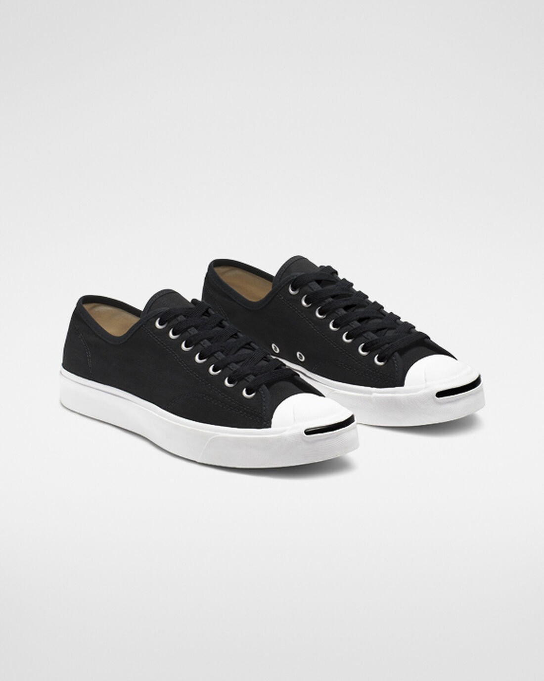 Men's Converse Jack Purcell Canvas Sneakers Black/White/Black | Australia-37410