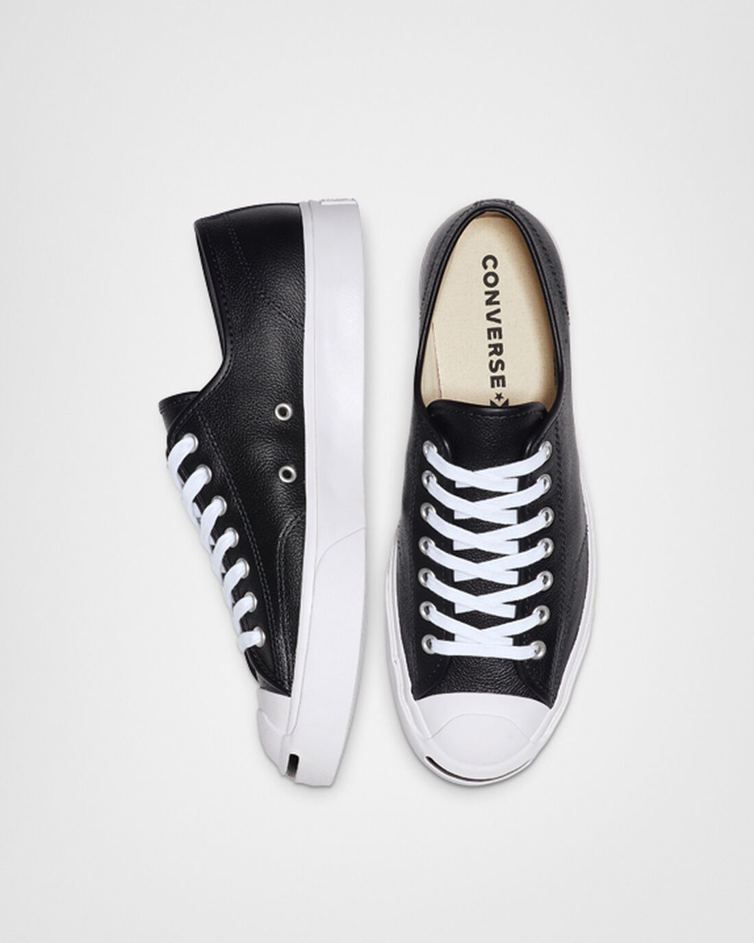 Men's Converse Jack Purcell Leather Sneakers Black/White | Australia-73150