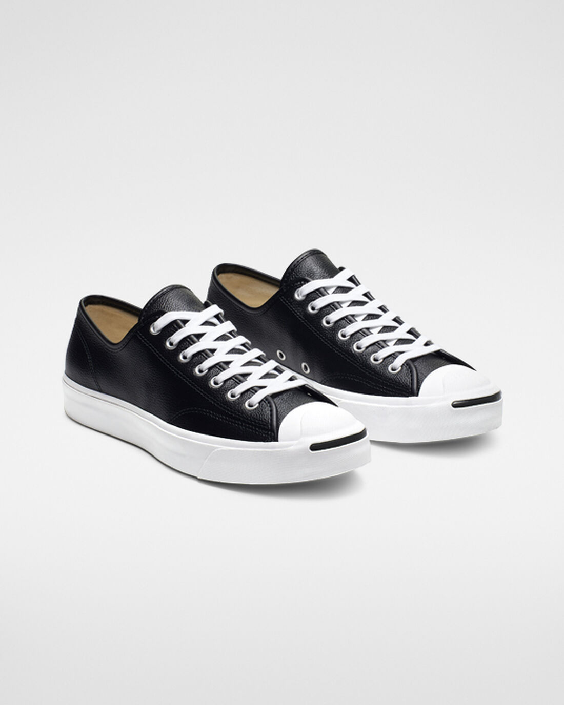 Men's Converse Jack Purcell Leather Sneakers Black/White | Australia-73150