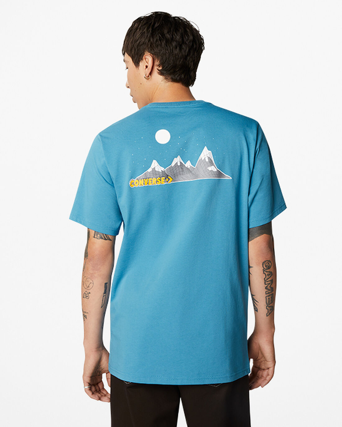 Men's Converse Moon Mountain Graphic T-Shirts Blue | Australia-52704