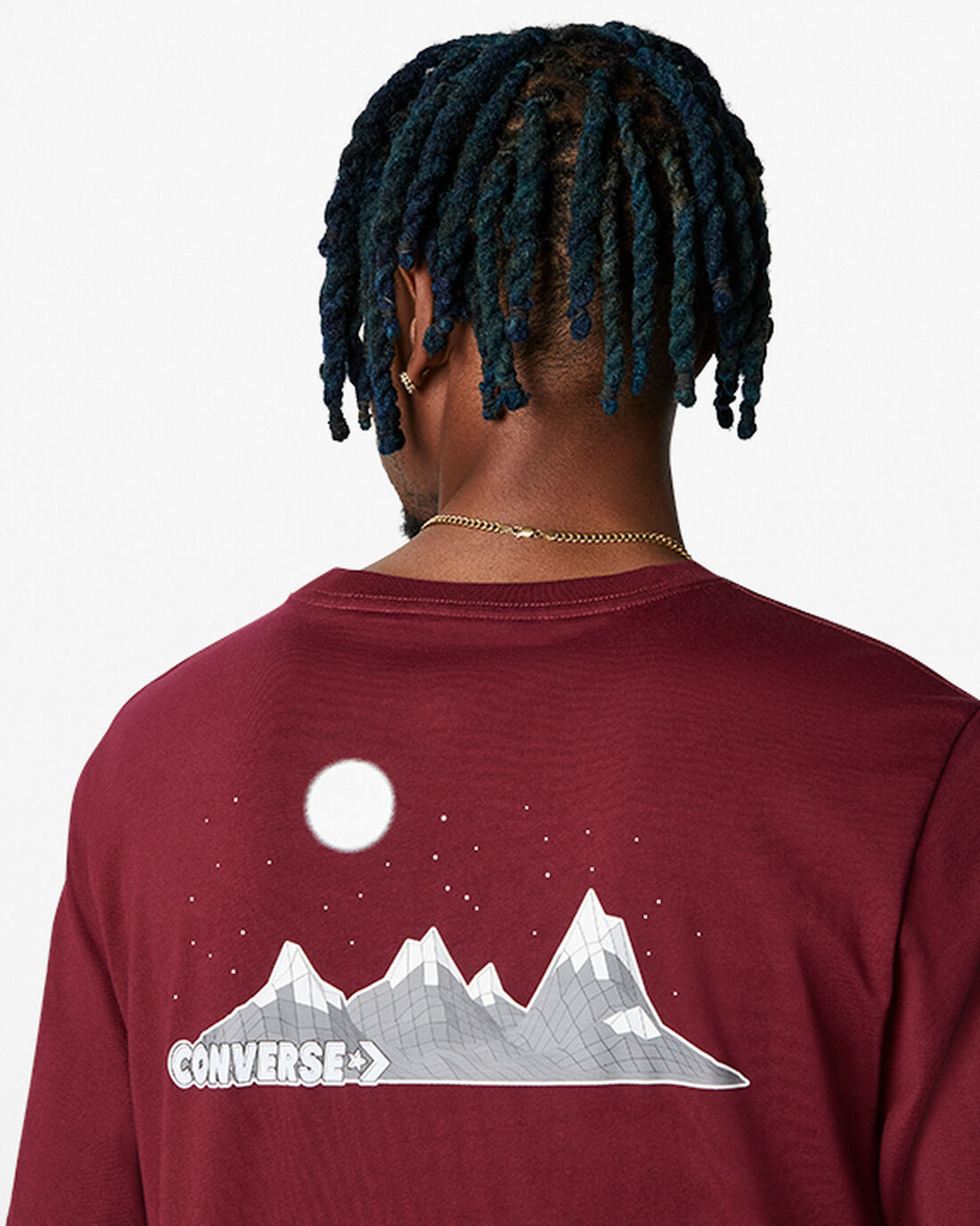 Men's Converse Moon Mountain Graphic T-Shirts Dark Red | Australia-56189