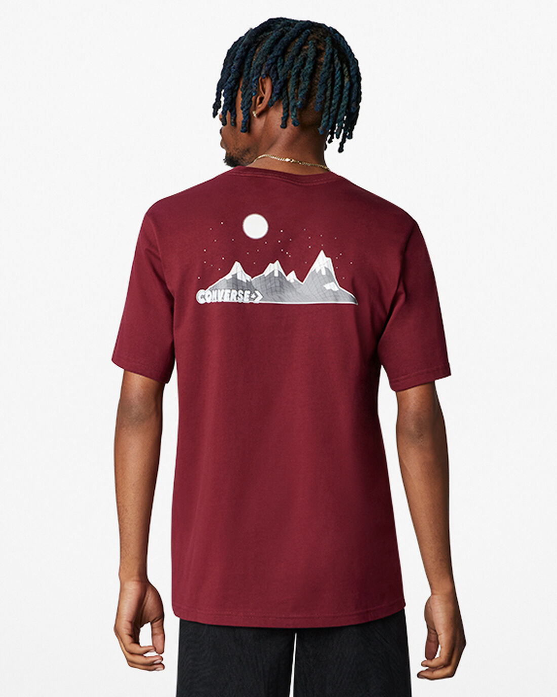 Men's Converse Moon Mountain Graphic T-Shirts Dark Red | Australia-56189