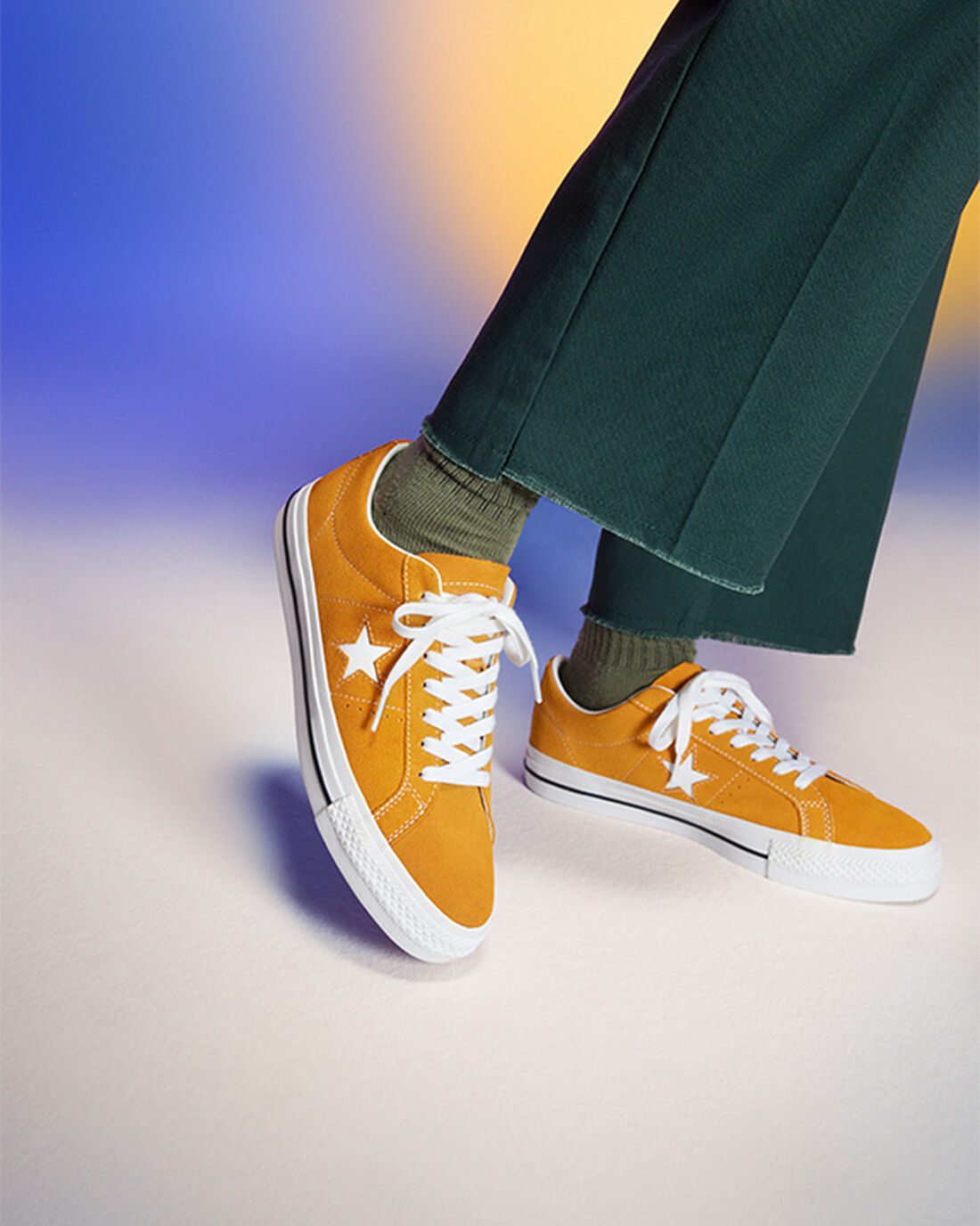 Men's Converse One Star Pro Skate Shoes Gold Orange/White/Black | Australia-42890