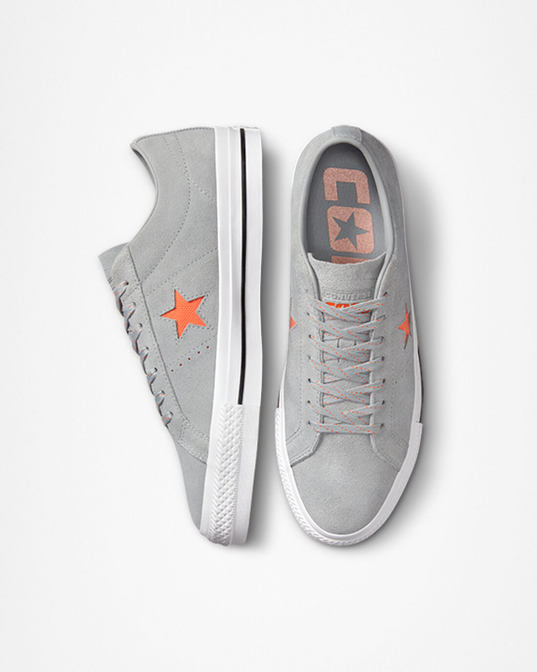 Men's Converse One Star Pro Skate Shoes Grey/Orange/White | Australia-64531