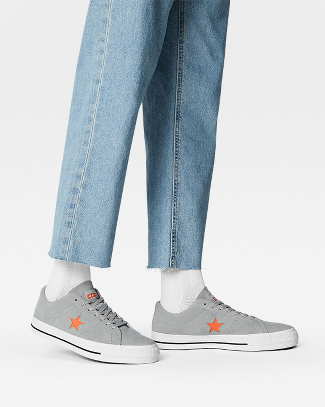 Men's Converse One Star Pro Skate Shoes Grey/Orange/White | Australia-64531