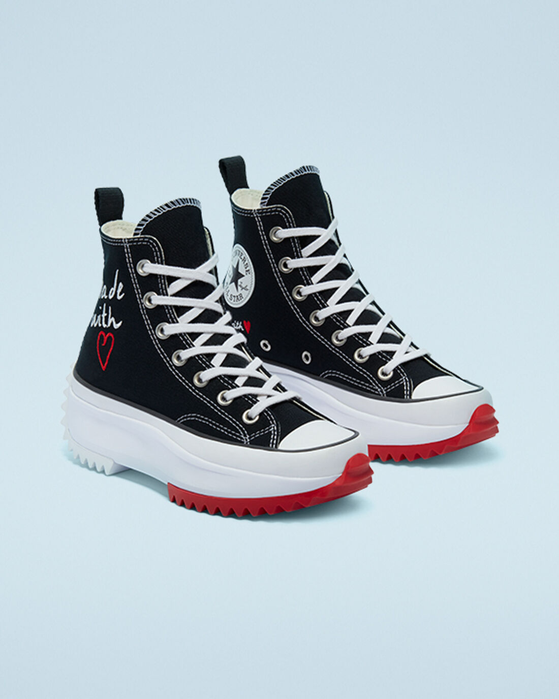 Men's Converse Run Star Hike High Top Sneakers Black/White/Red | Australia-52871