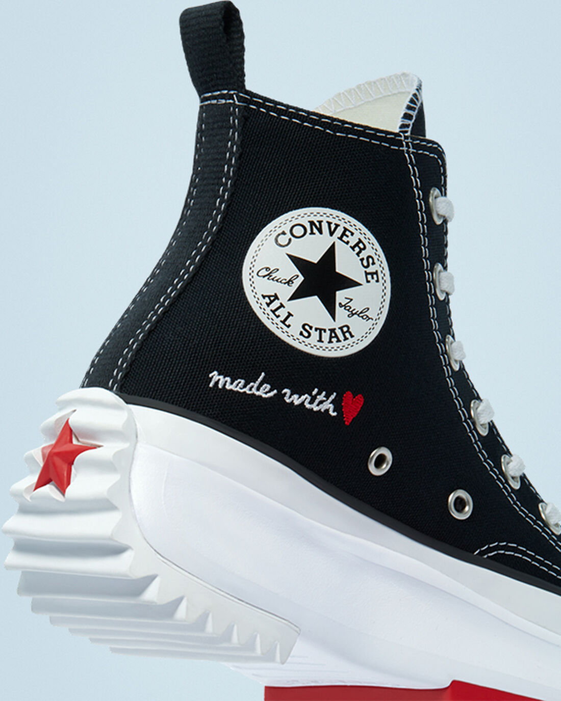 Men's Converse Run Star Hike High Top Sneakers Black/White/Red | Australia-52871