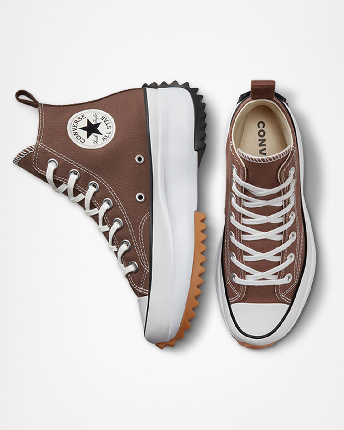 Men's Converse Run Star Hike High Top Sneakers Brown/Black/White | Australia-61930