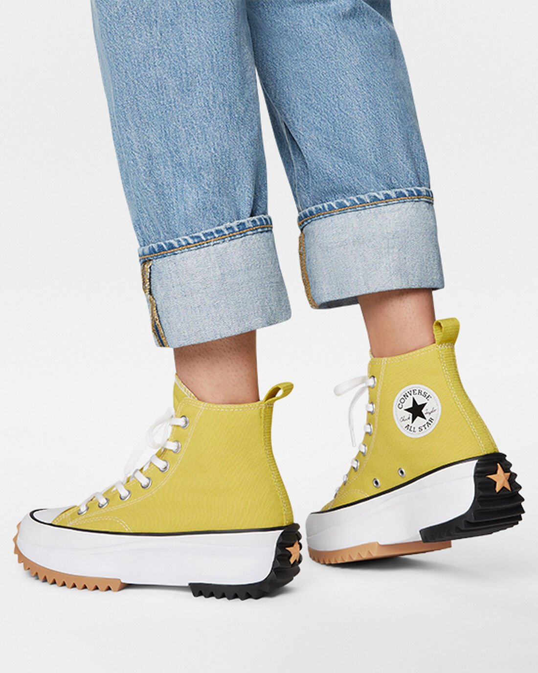 Men's Converse Run Star Hike High Top Sneakers Lemon/Black/White | Australia-62158