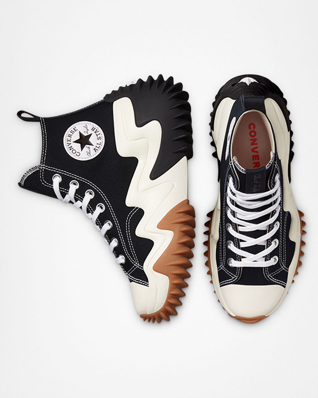 Men's Converse Run Star Motion Platform High Top Sneakers Black/White/Orange | Australia-76125