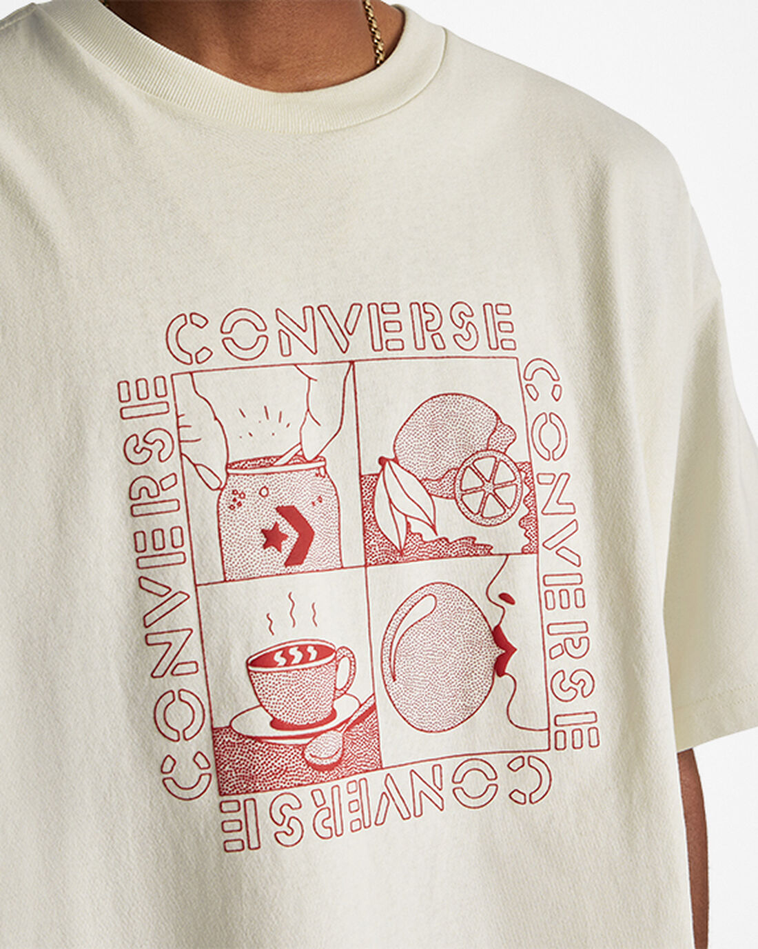 Men's Converse Sensory Graphic T-Shirts Beige | Australia-62318