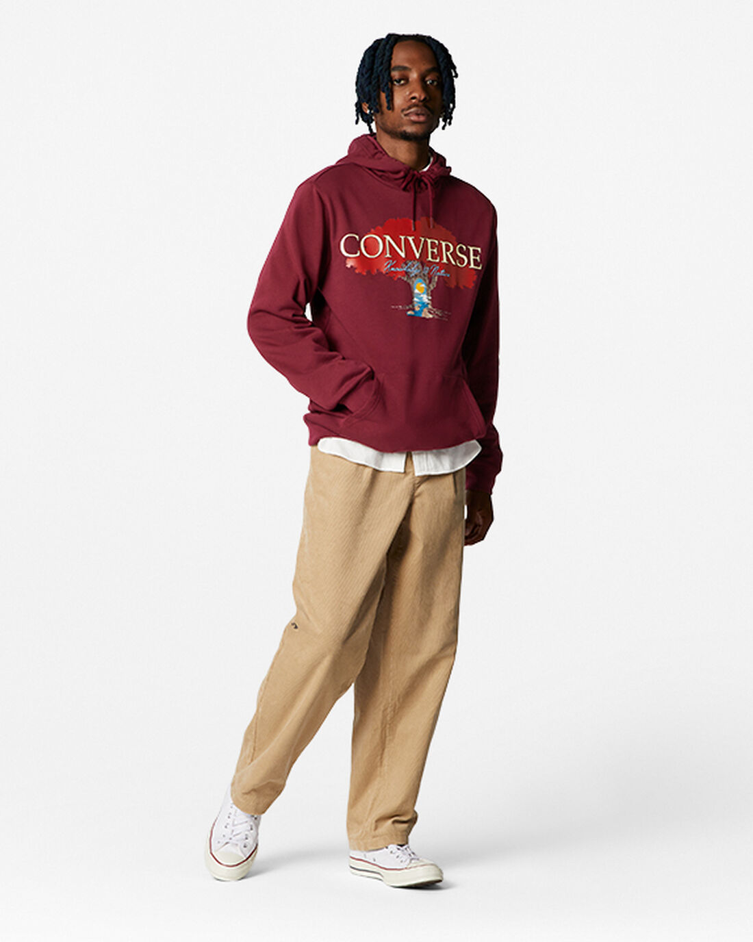 Men's Converse Tree of Life Pullover Hoodies Dark Red | Australia-23574