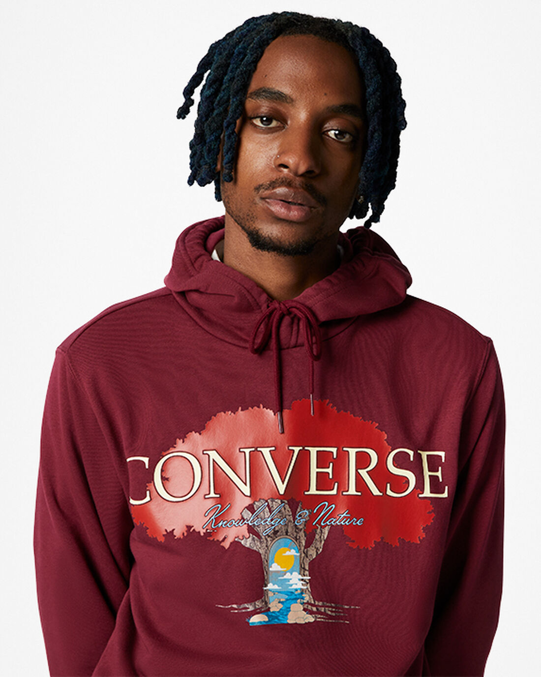 Men's Converse Tree of Life Pullover Hoodies Dark Red | Australia-23574