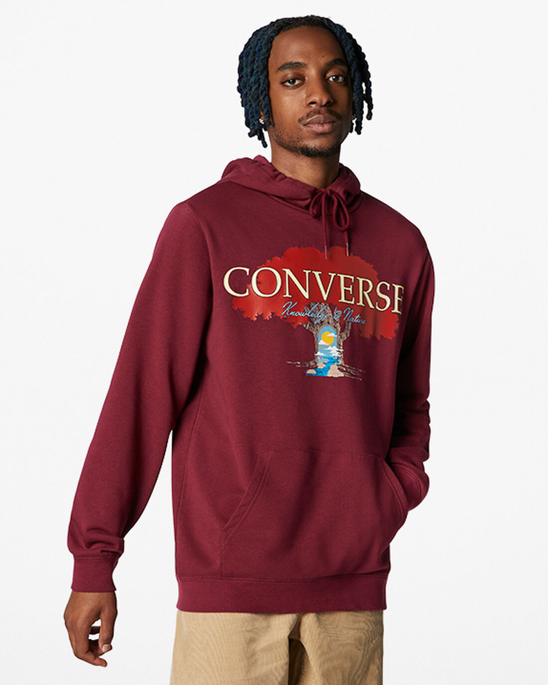 Men\'s Converse Tree of Life Pullover Hoodies Dark Red | Australia-23574