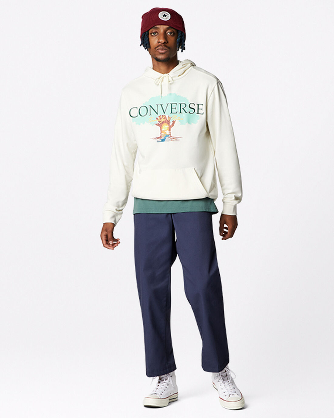 Men's Converse Tree of Life Pullover Hoodies Beige | Australia-52137