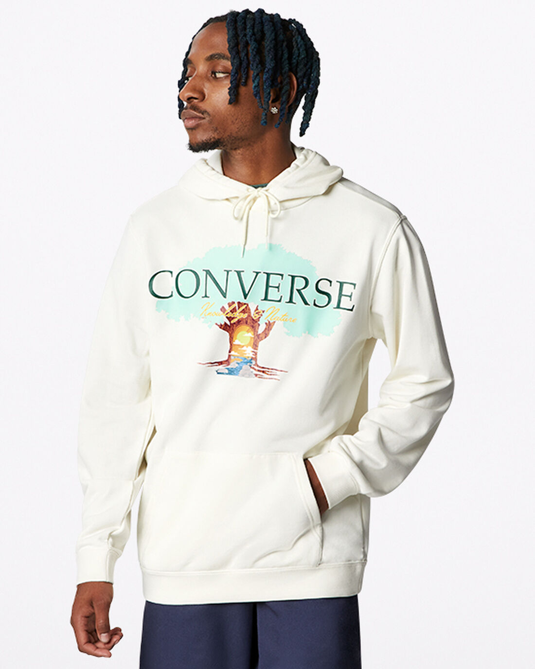 Men\'s Converse Tree of Life Pullover Hoodies Beige | Australia-52137