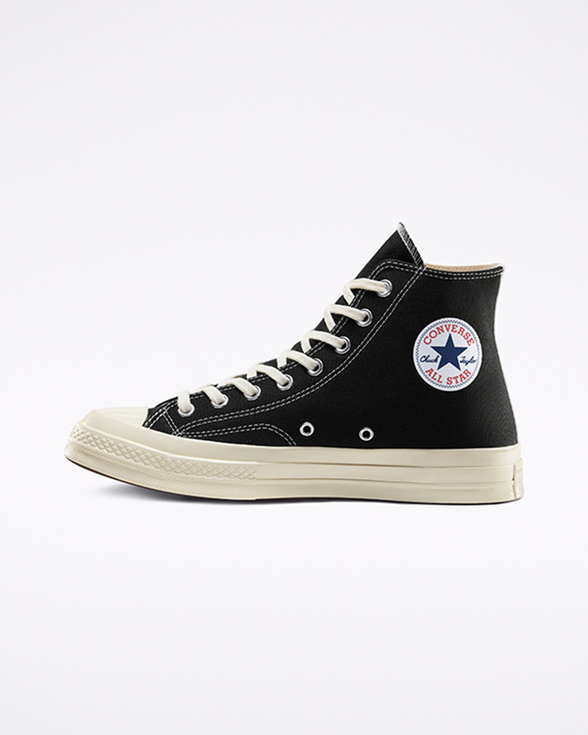 Men's Converse x Comme des Garçons PLAY Chuck 70 High Top Shoes Black/White/Red | Australia-24018