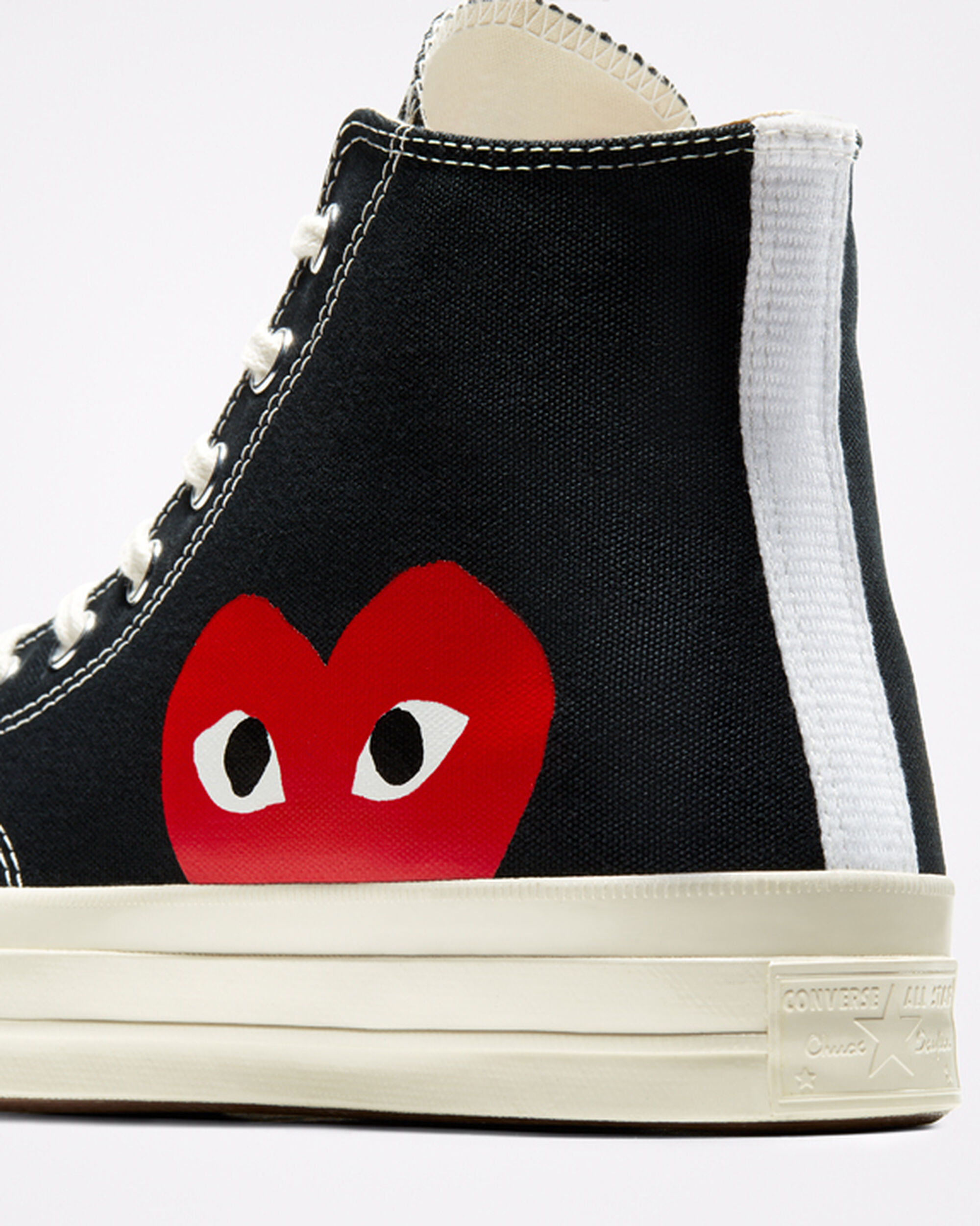 Men's Converse x Comme des Garçons PLAY Chuck 70 High Top Shoes Black/White/Red | Australia-24018