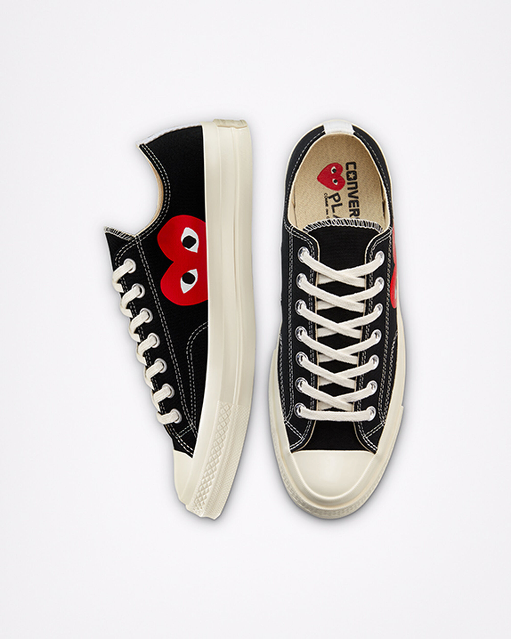 Men's Converse x Comme des Garçons PLAY Chuck 70 Sneakers Black/White/Red | Australia-61397