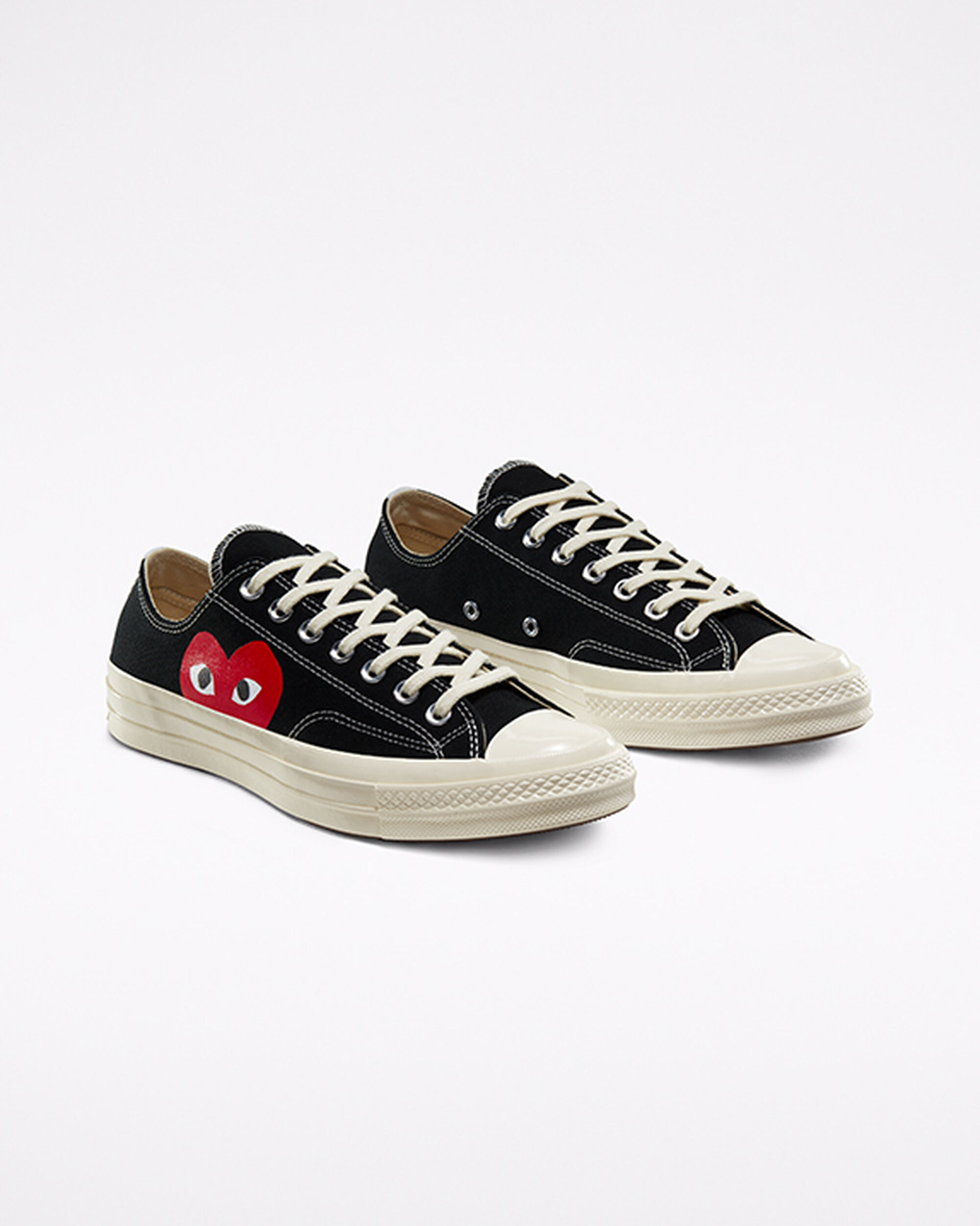 Men's Converse x Comme des Garçons PLAY Chuck 70 Sneakers Black/White/Red | Australia-61397