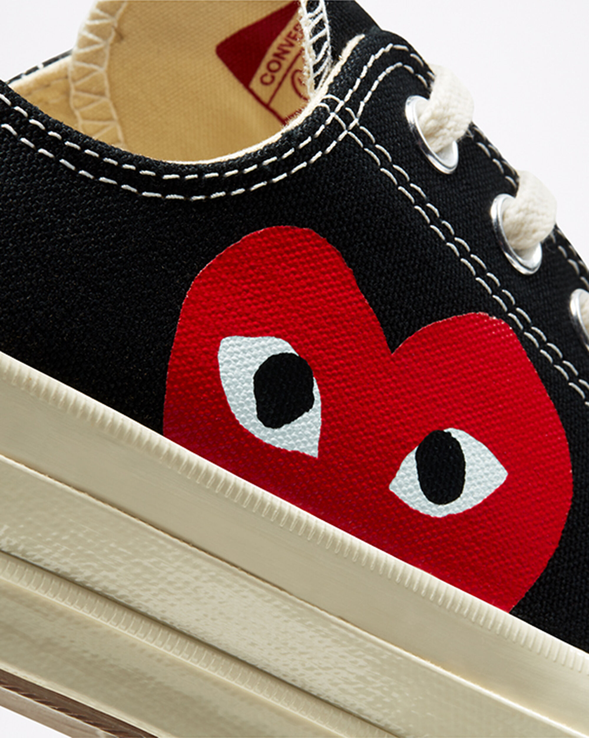 Men's Converse x Comme des Garçons PLAY Chuck 70 Sneakers Black/White/Red | Australia-61397