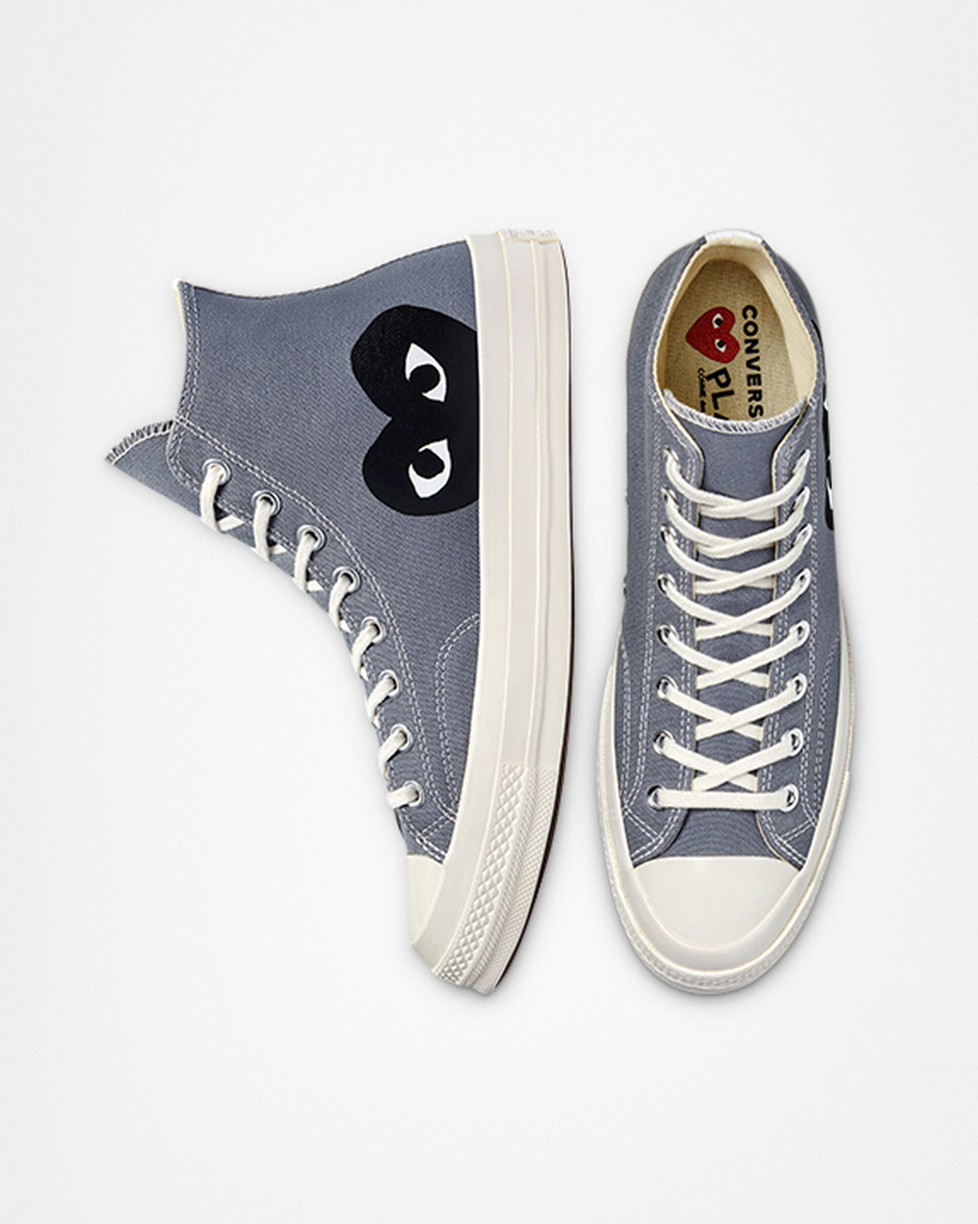 Men's Converse x Comme des Garçons PLAY Chuck 70 High Top Sneakers Grey/Black | Australia-65432