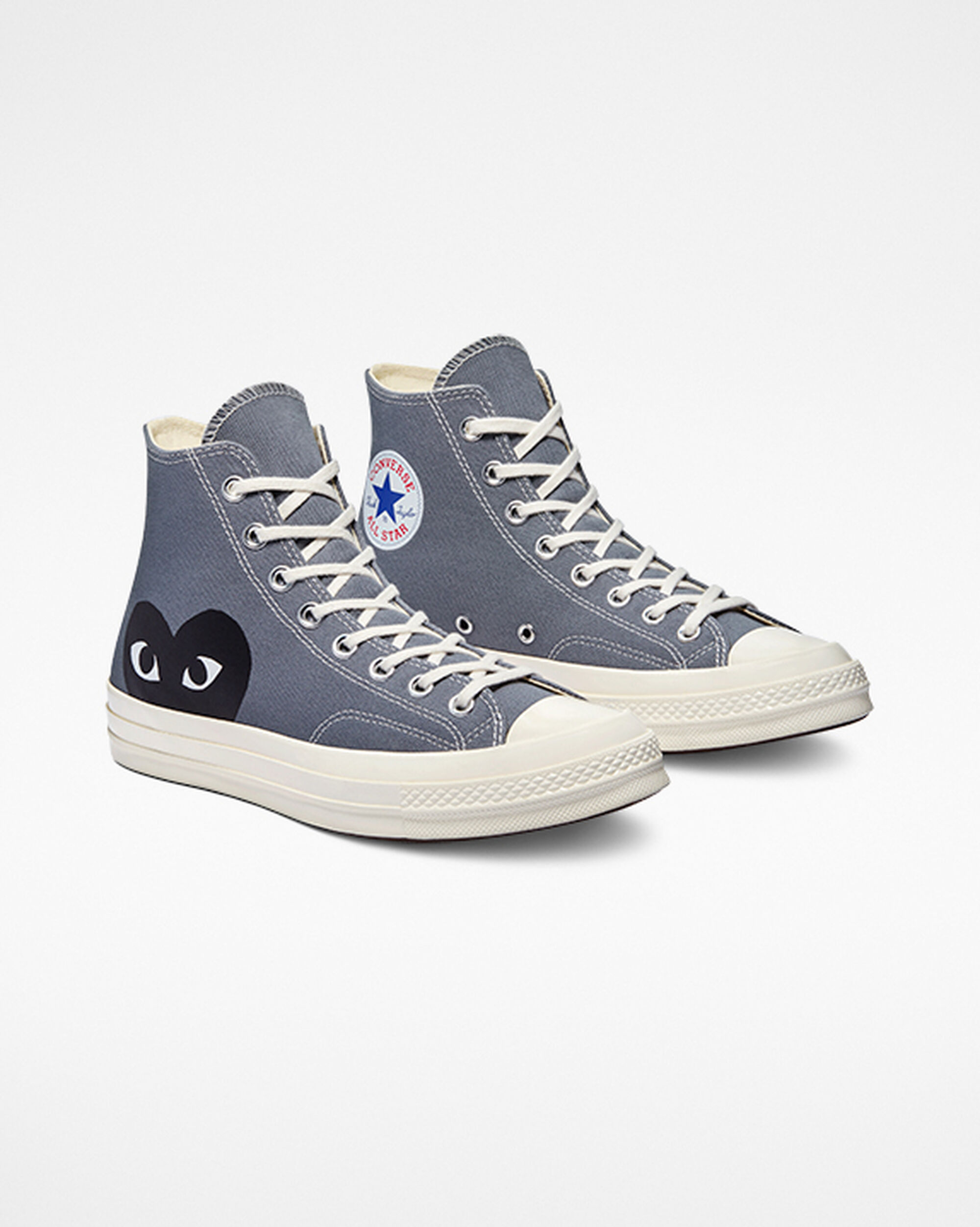 Men's Converse x Comme des Garçons PLAY Chuck 70 High Top Sneakers Grey/Black | Australia-65432